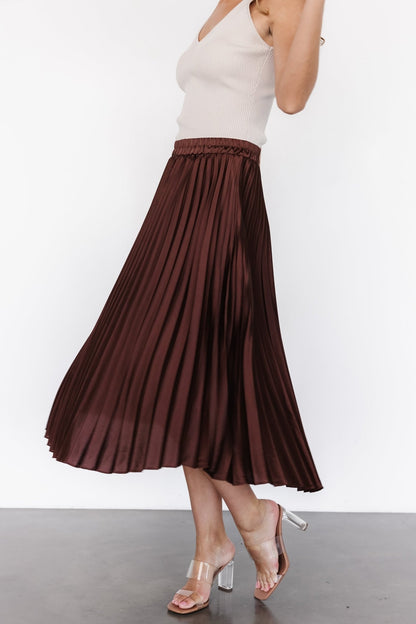 Demetria Pleated Midi Skirt | Dark Brown - Baltic Born