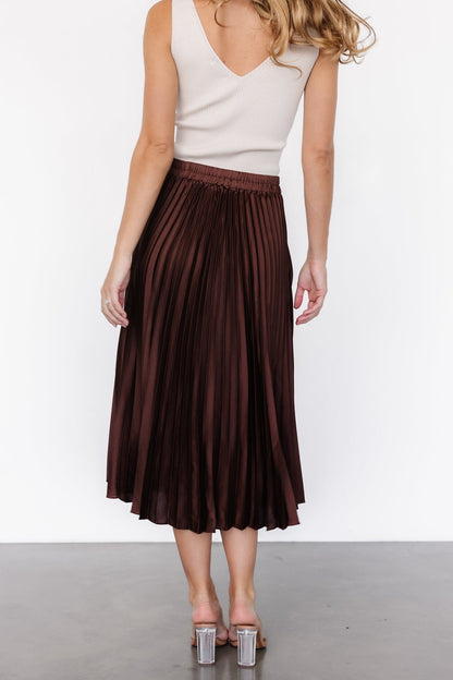 Demetria Pleated Midi Skirt | Dark Brown - Baltic Born