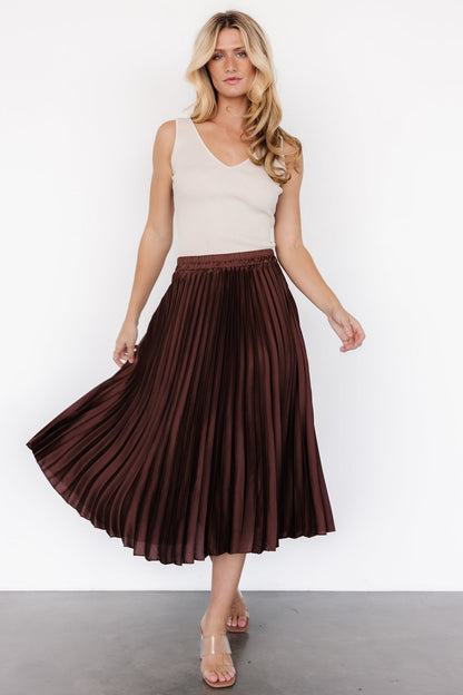 Demetria Pleated Midi Skirt | Dark Brown - Baltic Born