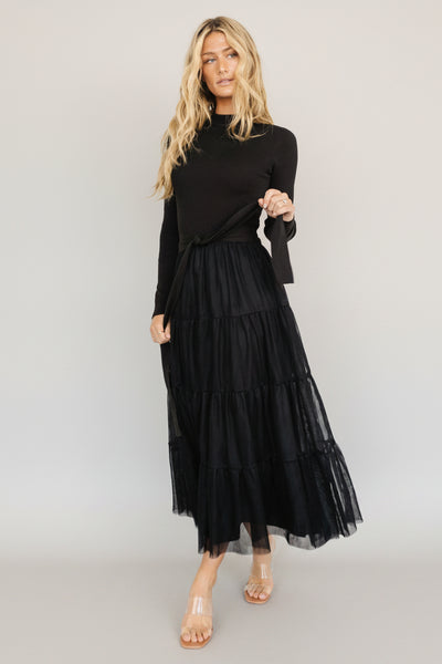 knee length dresses for ladies Wherever You Go Black Turtleneck Sweater Dress, Large - The Mint Julep Boutique main image 0