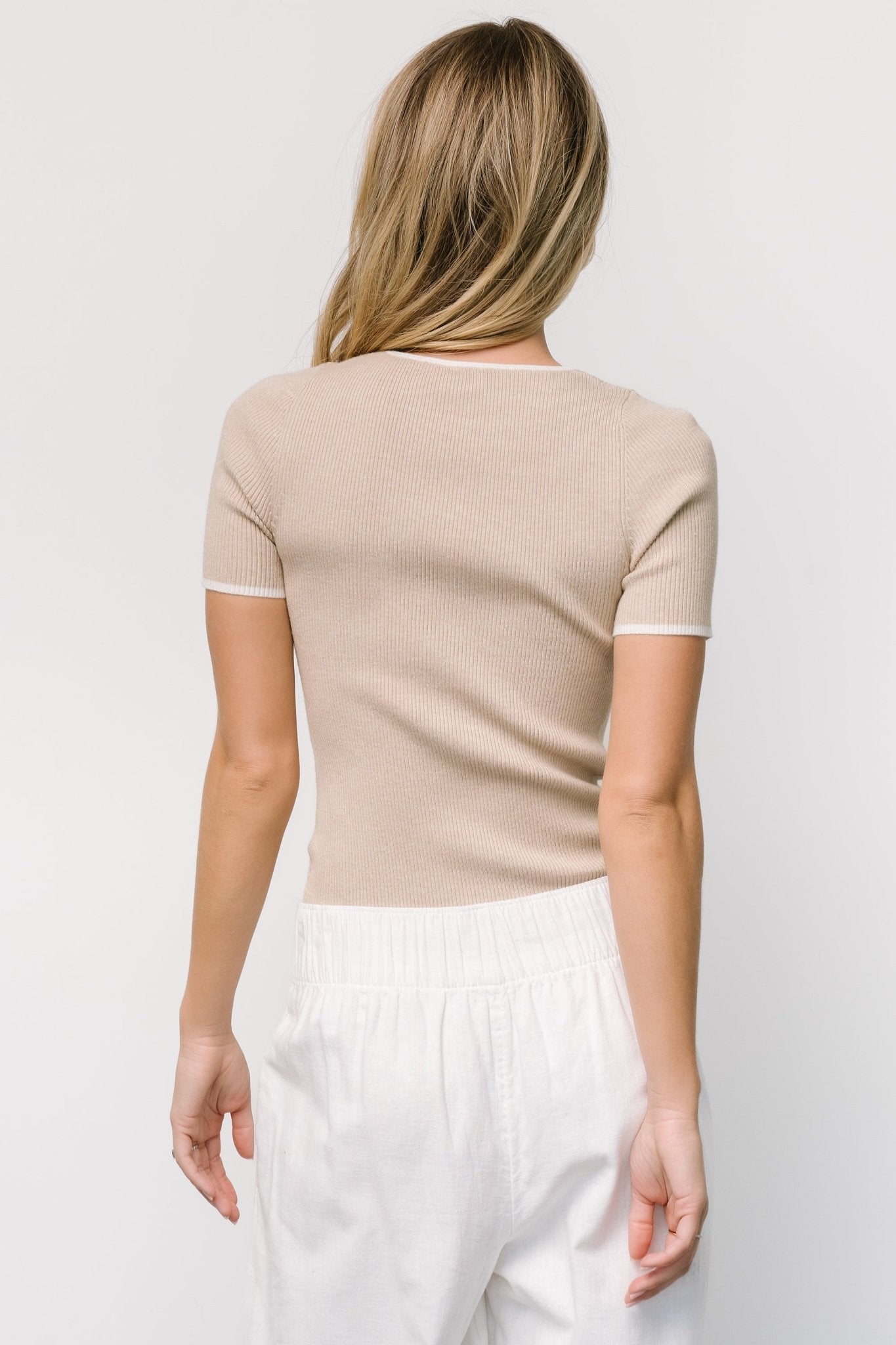 Dena Ribbed Top | Natural + Ivory - Baltic Born