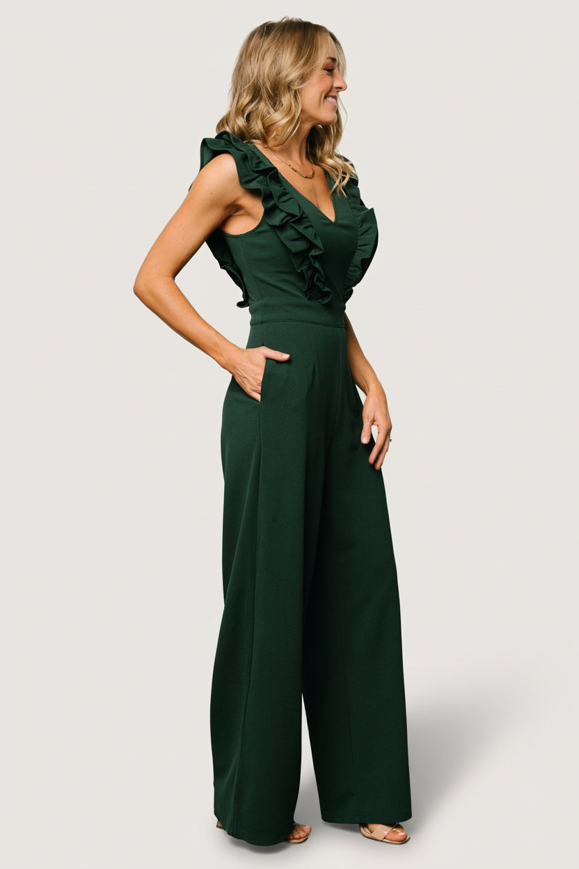 Descanso Ruffle Jumpsuit | Dark Green Descanso Ruffle Jumpsuit | Dark Green