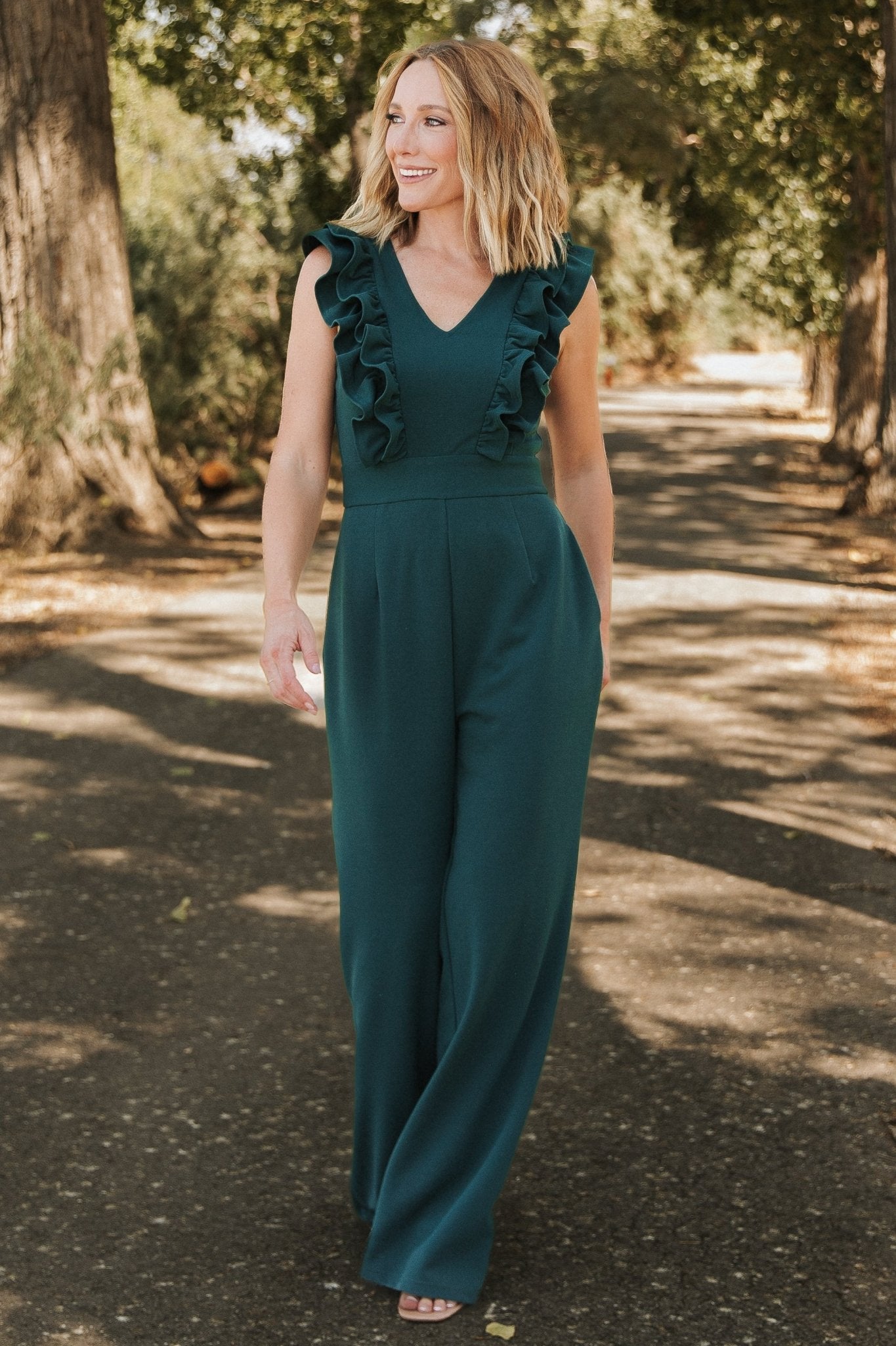 Descanso Ruffle Jumpsuit | Dark Green - Baltic Born