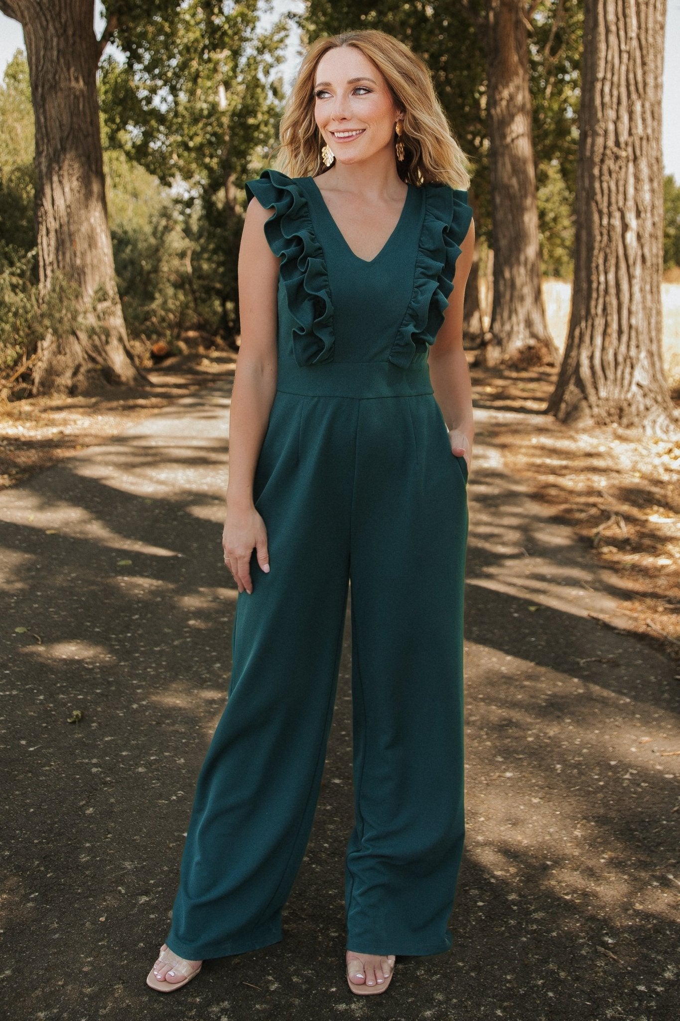 Descanso Ruffle Jumpsuit | Dark Green - Baltic Born