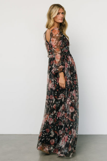 Desiree Tulle Maxi Dress | Black + Berry - Baltic Born