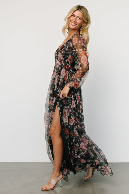 Desiree Tulle Maxi Dress | Black + Berry - Baltic Born