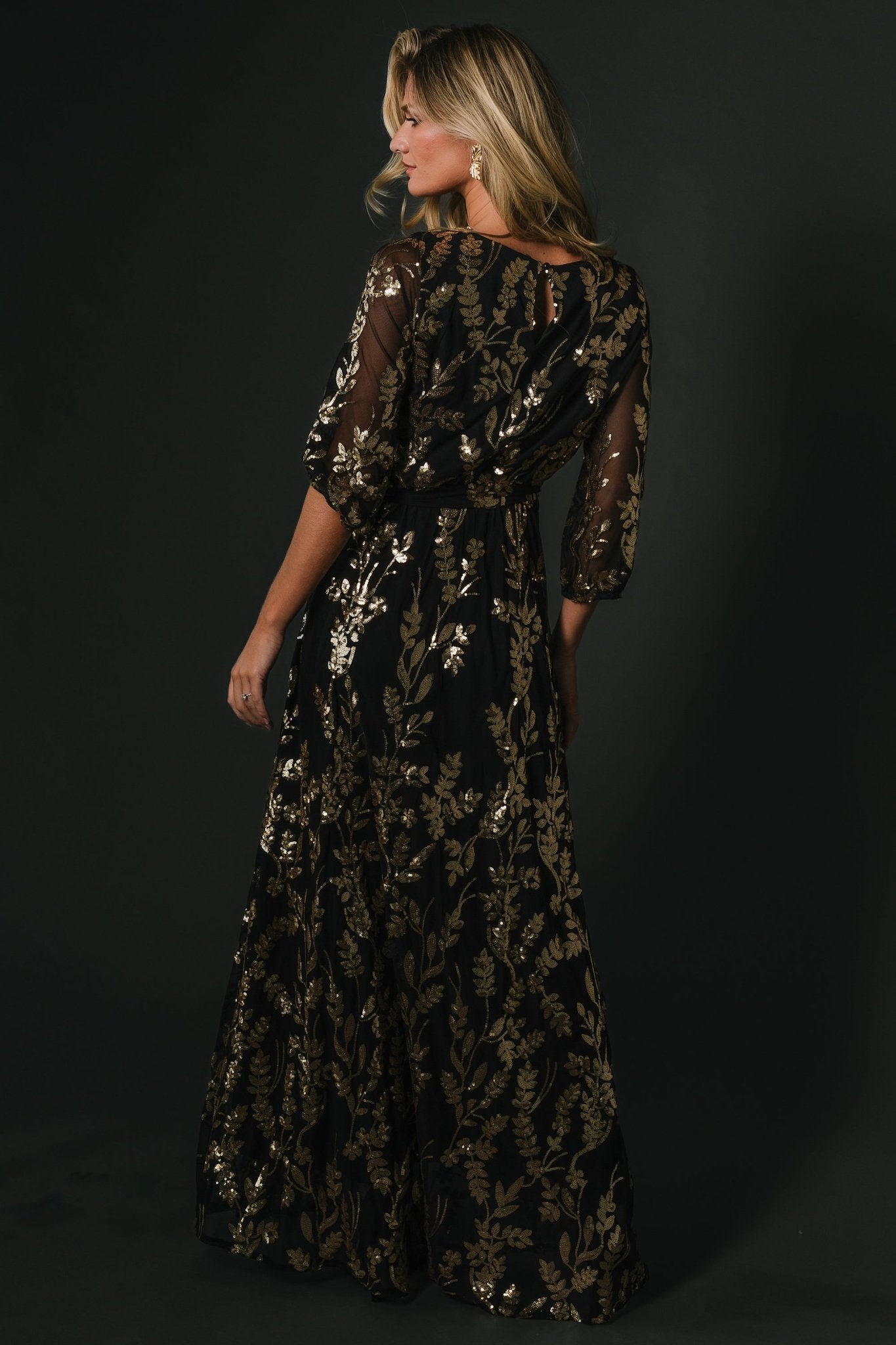 Destiny Sequin Maxi Dress | Black + Gold - Baltic Born