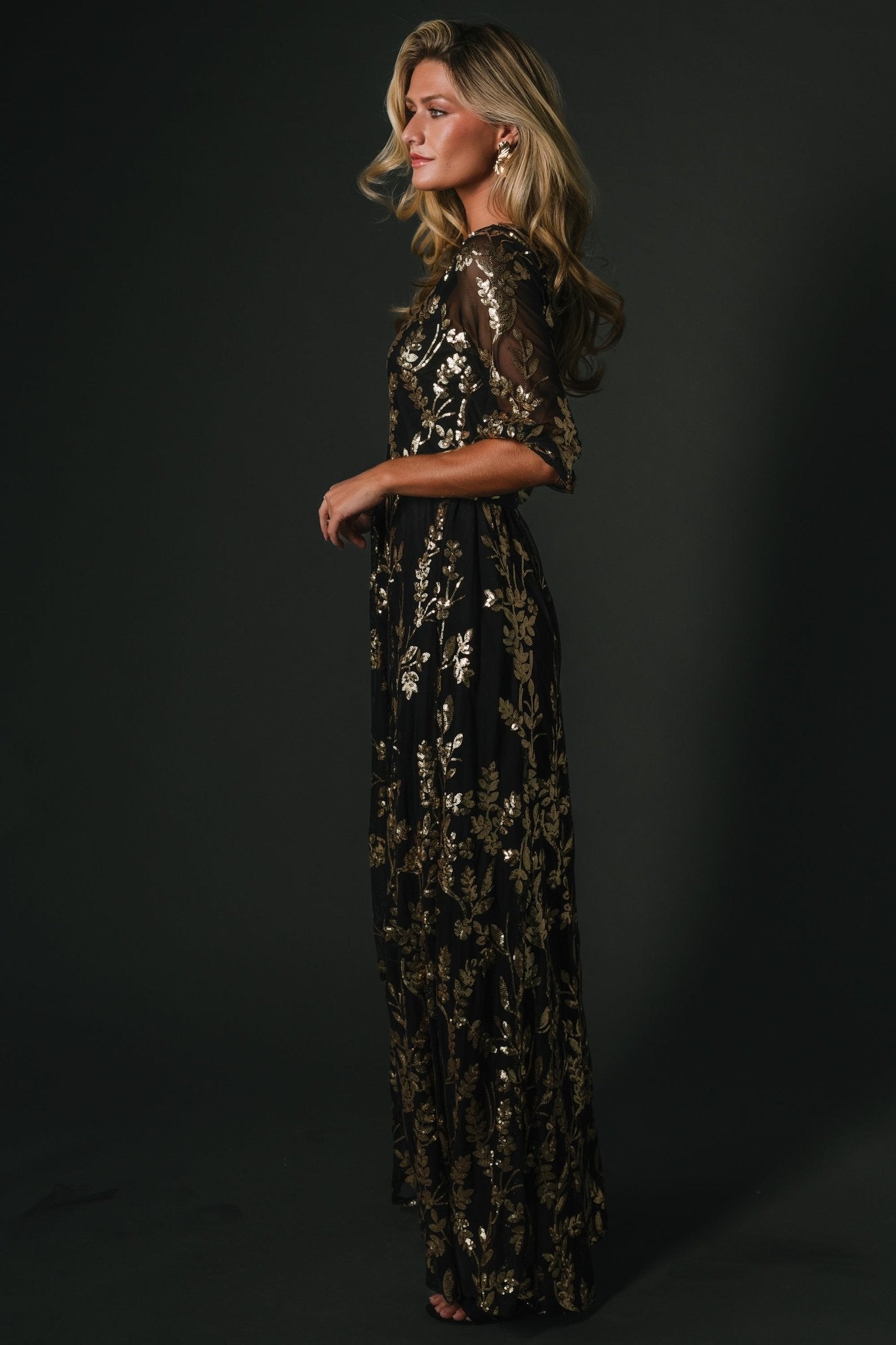 Destiny Sequin Maxi Dress | Black + Gold - Baltic Born