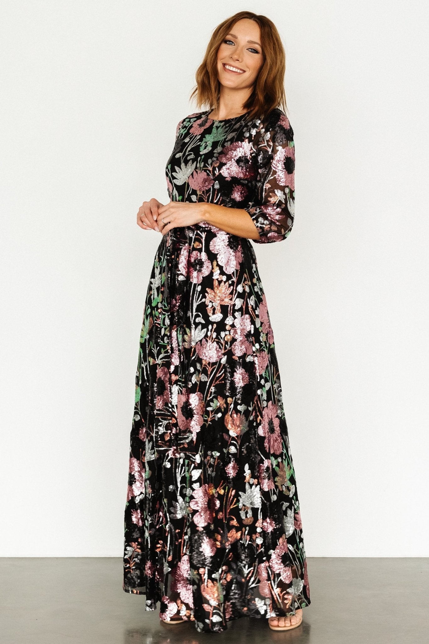 Destiny Sequin Maxi Dress | Black Multi - Baltic Born