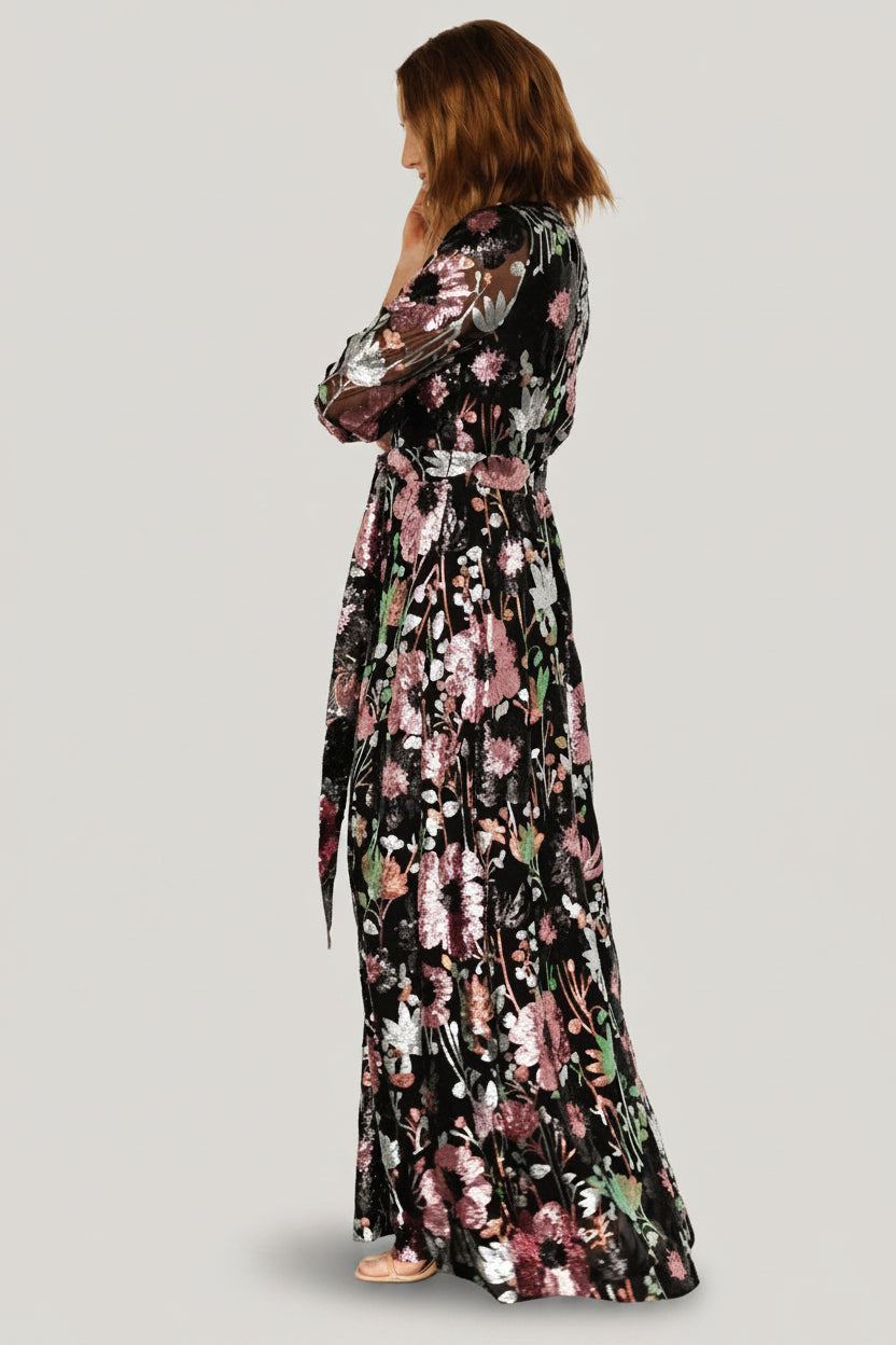 Destiny Sequin Maxi Dress | Black Multi
