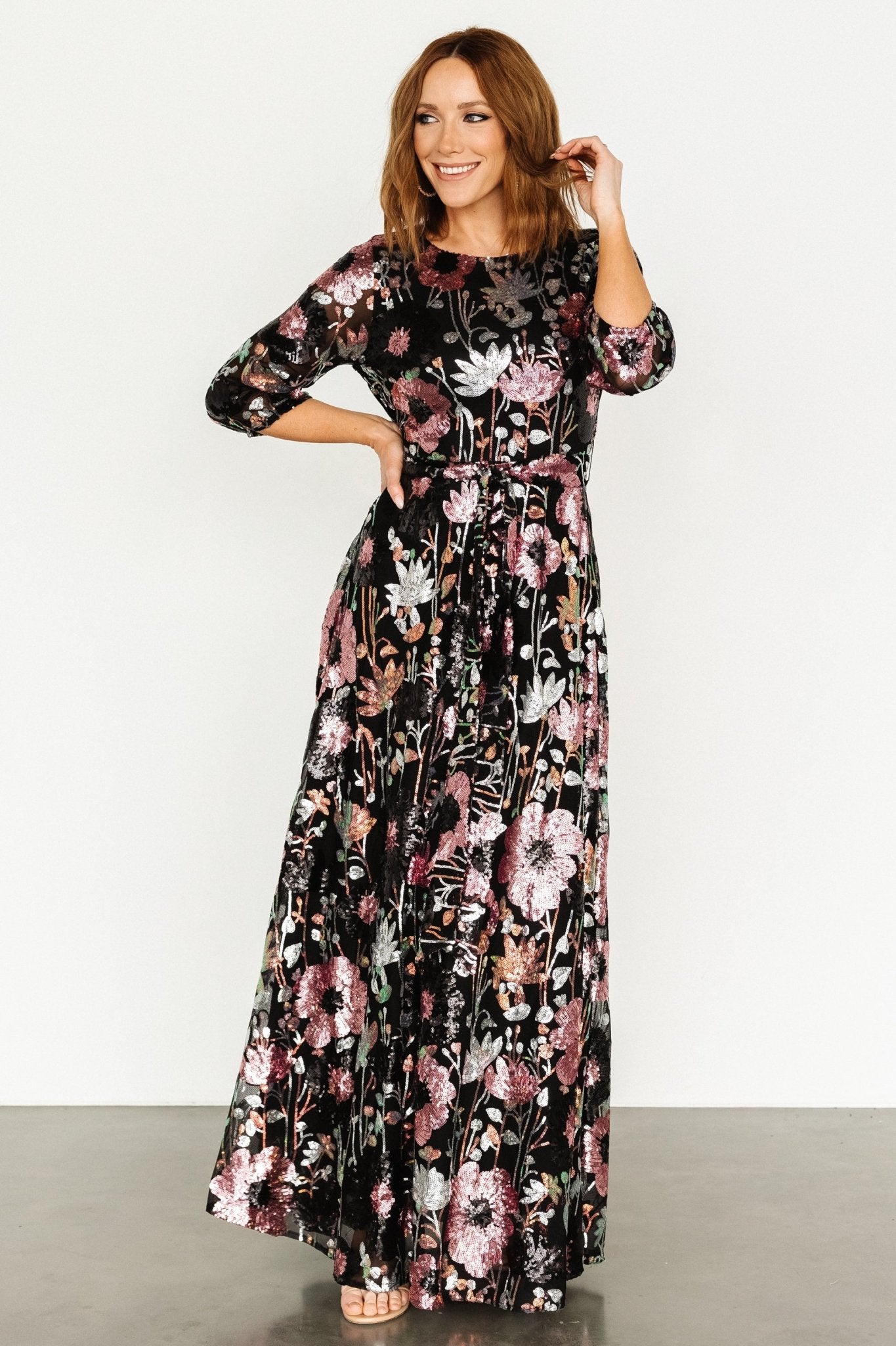 Destiny Sequin Maxi Dress | Black Multi - Baltic Born