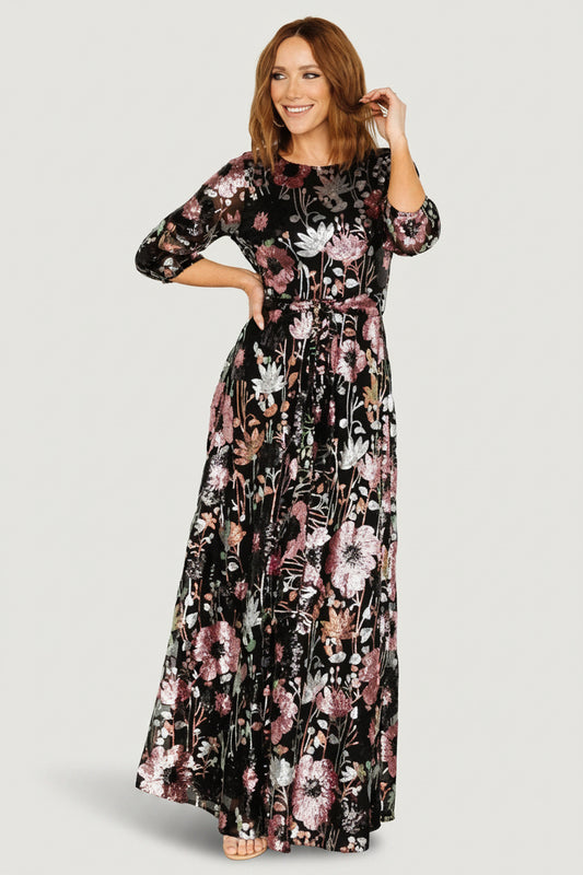 Destiny Sequin Maxi Dress, Black Multi | Baltic Born M Destiny Sequin Maxi Dress, Black Multi | Baltic Born M