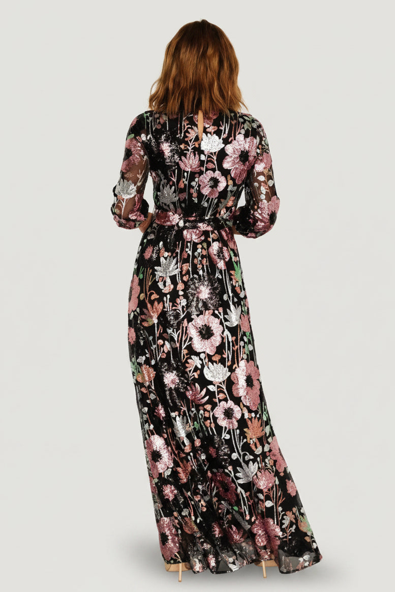 Destiny Sequin Maxi Dress | Black Multi