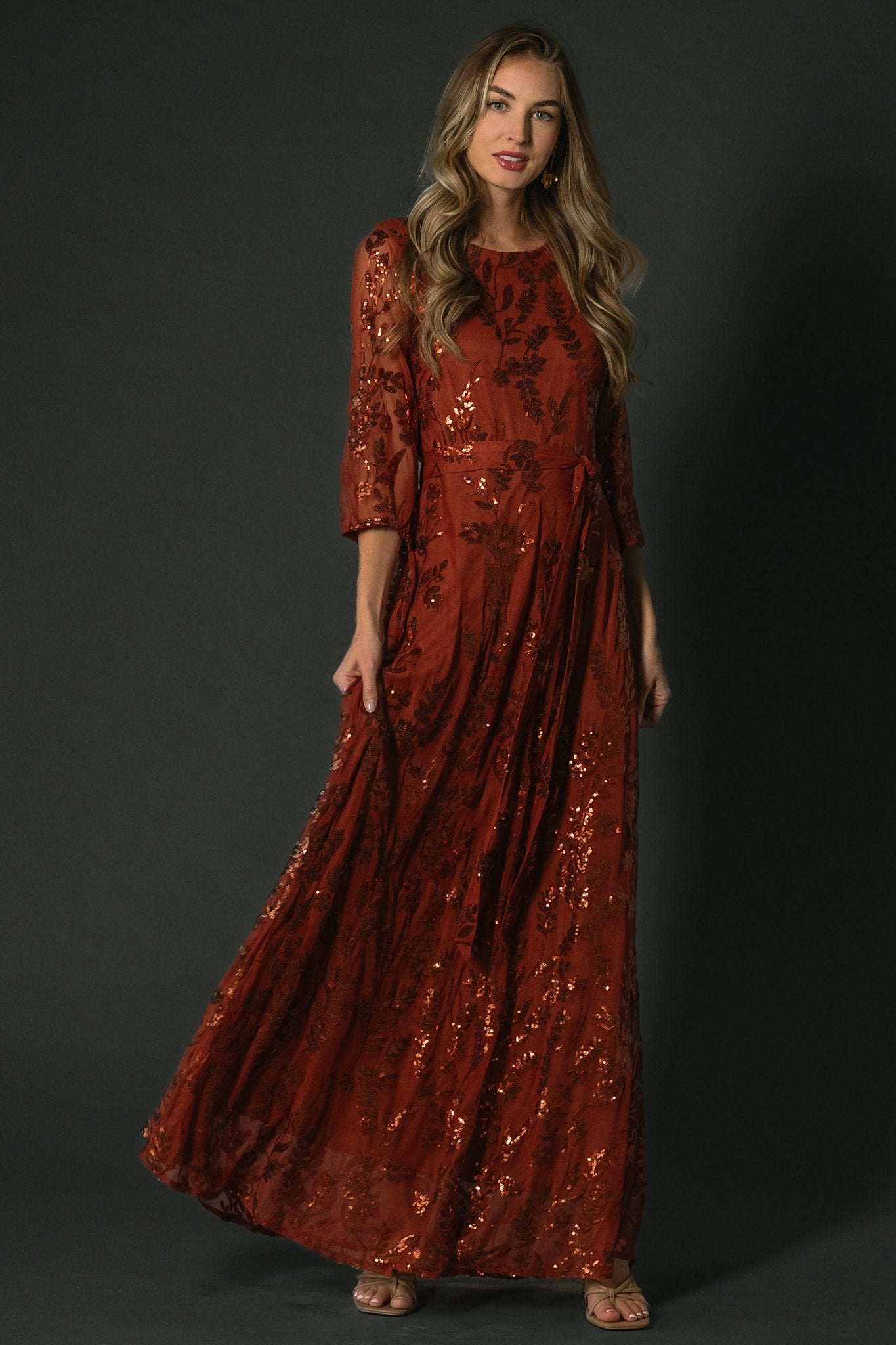 Destiny Sequin Maxi Dress | Cinnamon - Baltic Born