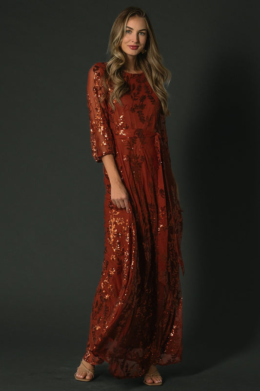 Destiny Sequin Maxi Dress | Cinnamon - Baltic Born