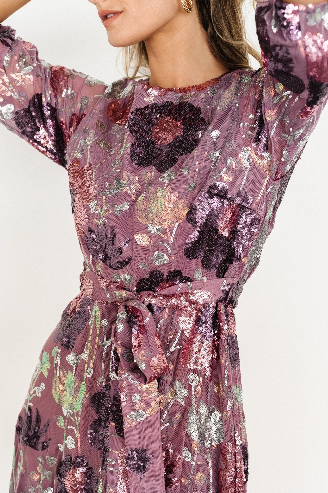 Destiny Sequin Maxi Dress | Lilac Floral - Baltic Born