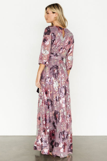 Destiny Sequin Maxi Dress | Lilac Floral - Baltic Born