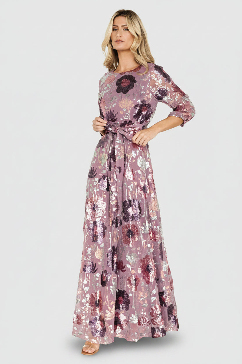 Baltic Born Womens Destiny Sequin Maxi Dress | Lilac Floral | Size: Medium Baltic Born Womens Destiny Sequin Maxi Dress | Lilac Floral | Size: Medium