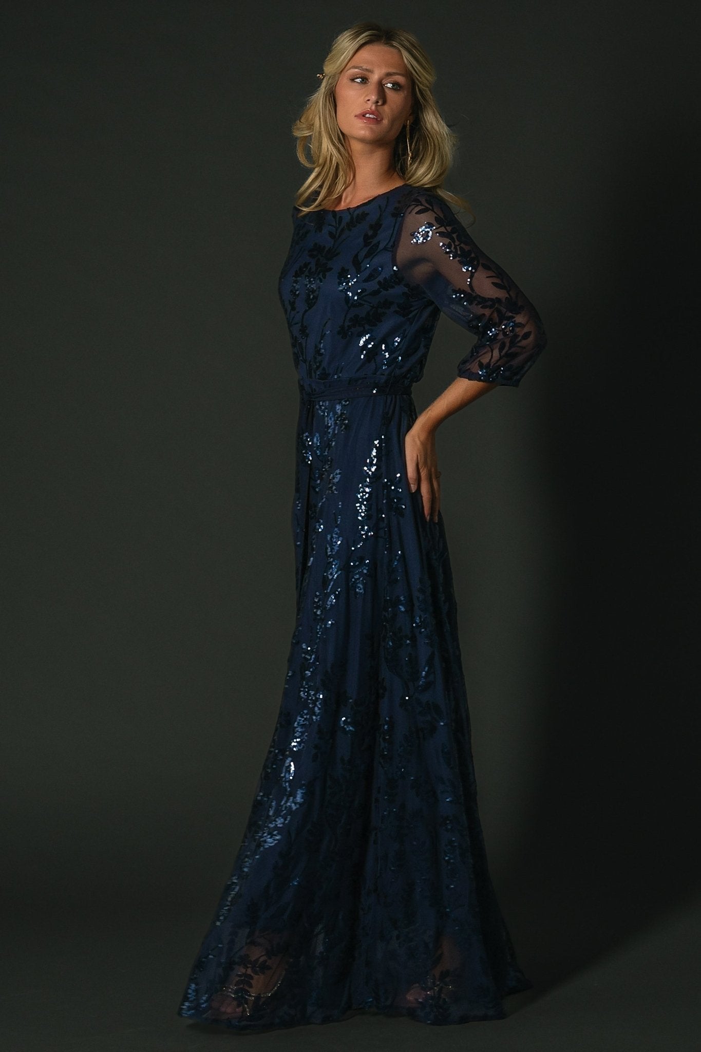 Destiny Sequin Maxi Dress | Navy - Baltic Born