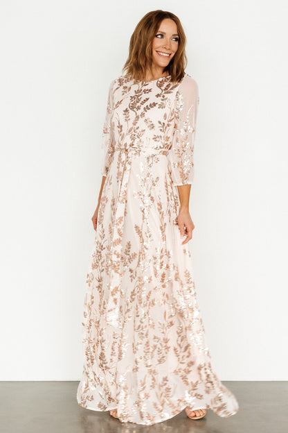 Destiny Sequin Maxi Dress | Rose Gold - Baltic Born