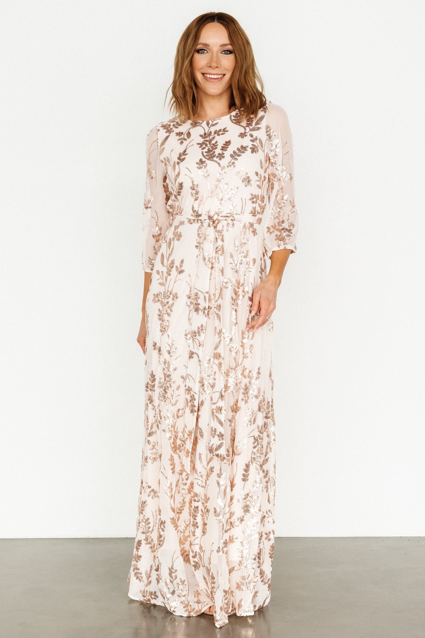 Destiny Sequin Maxi Dress | Rose Gold - Baltic Born