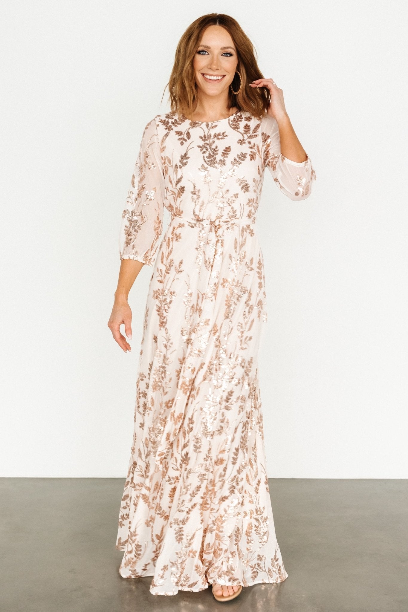 Destiny Sequin Maxi Dress | Rose Gold - Baltic Born