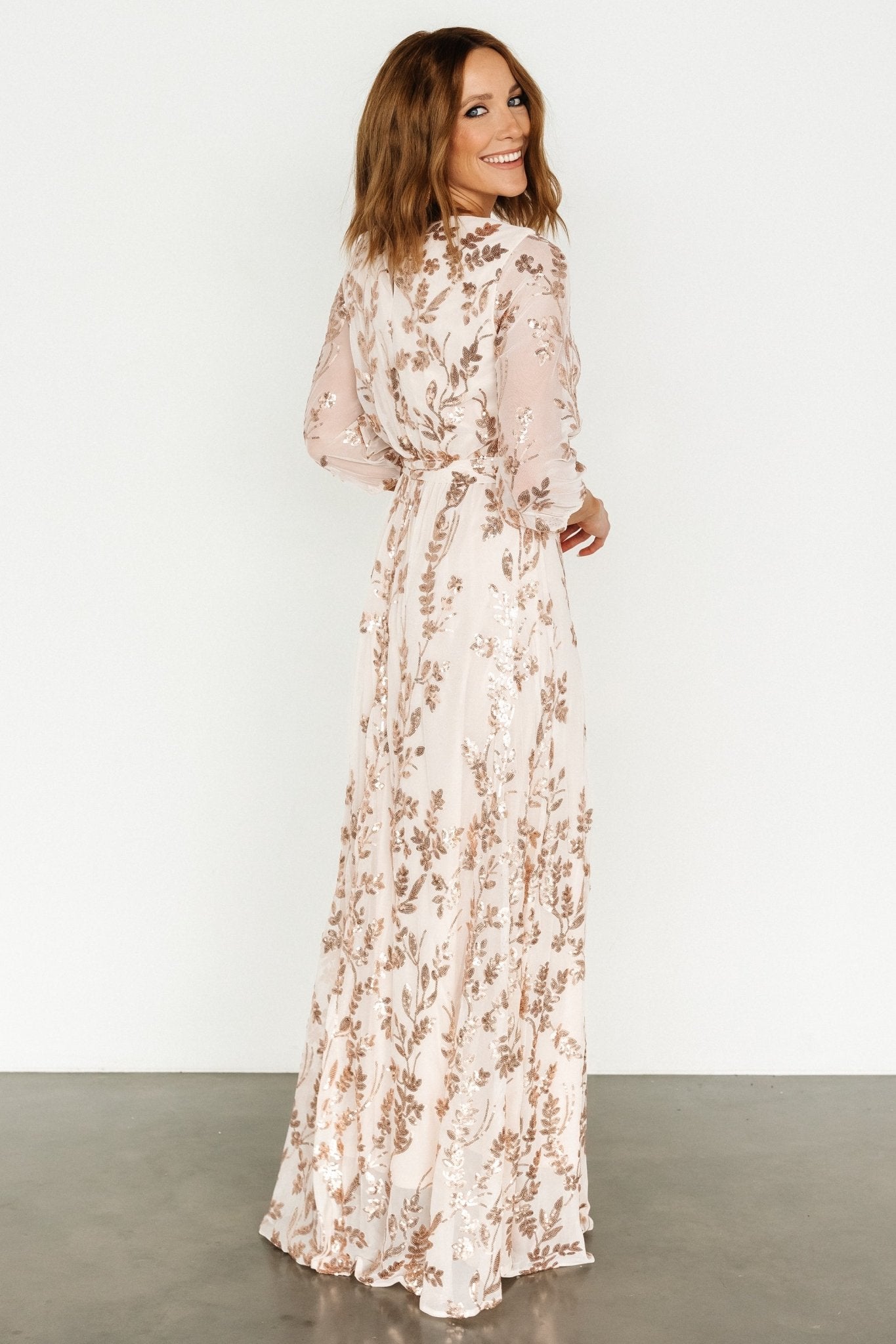 Destiny Sequin Maxi Dress | Rose Gold - Baltic Born