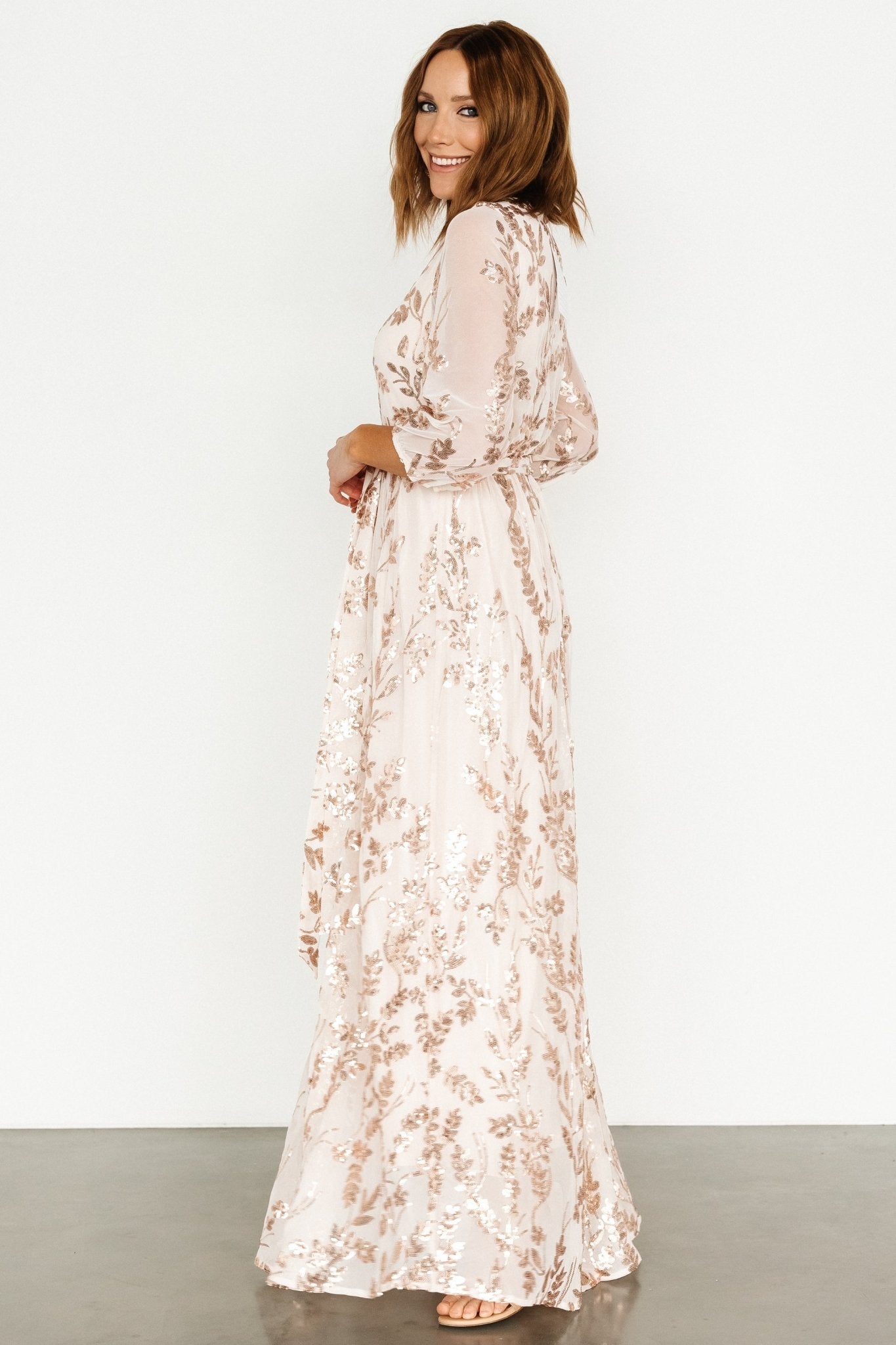 Destiny Sequin Maxi Dress | Rose Gold - Baltic Born