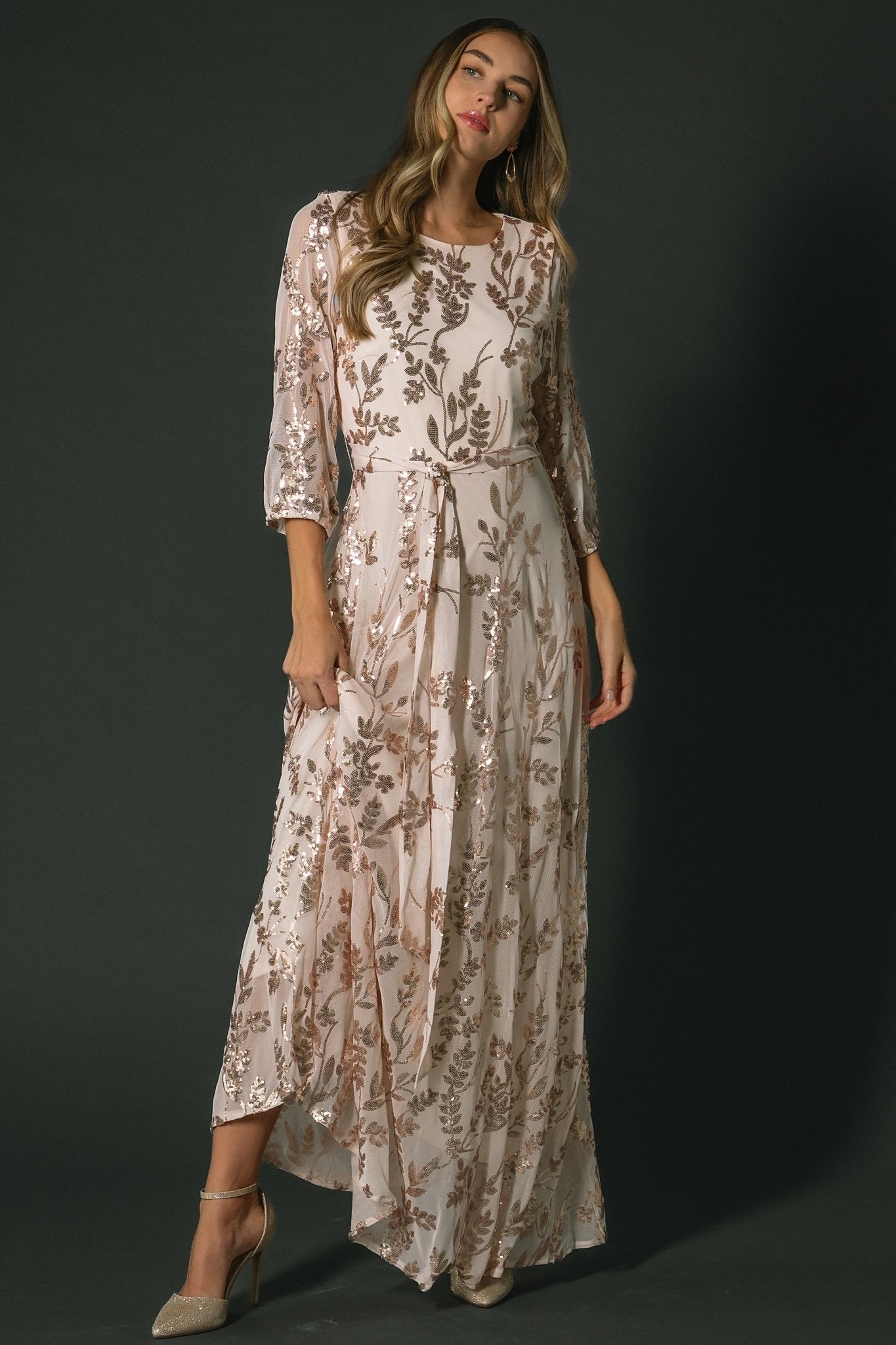 Destiny Sequin Maxi Dress | Rose Gold - Baltic Born