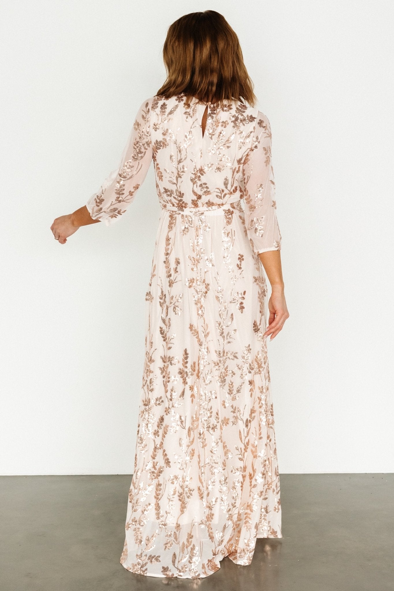 Destiny Sequin Maxi Dress | Rose Gold - Baltic Born