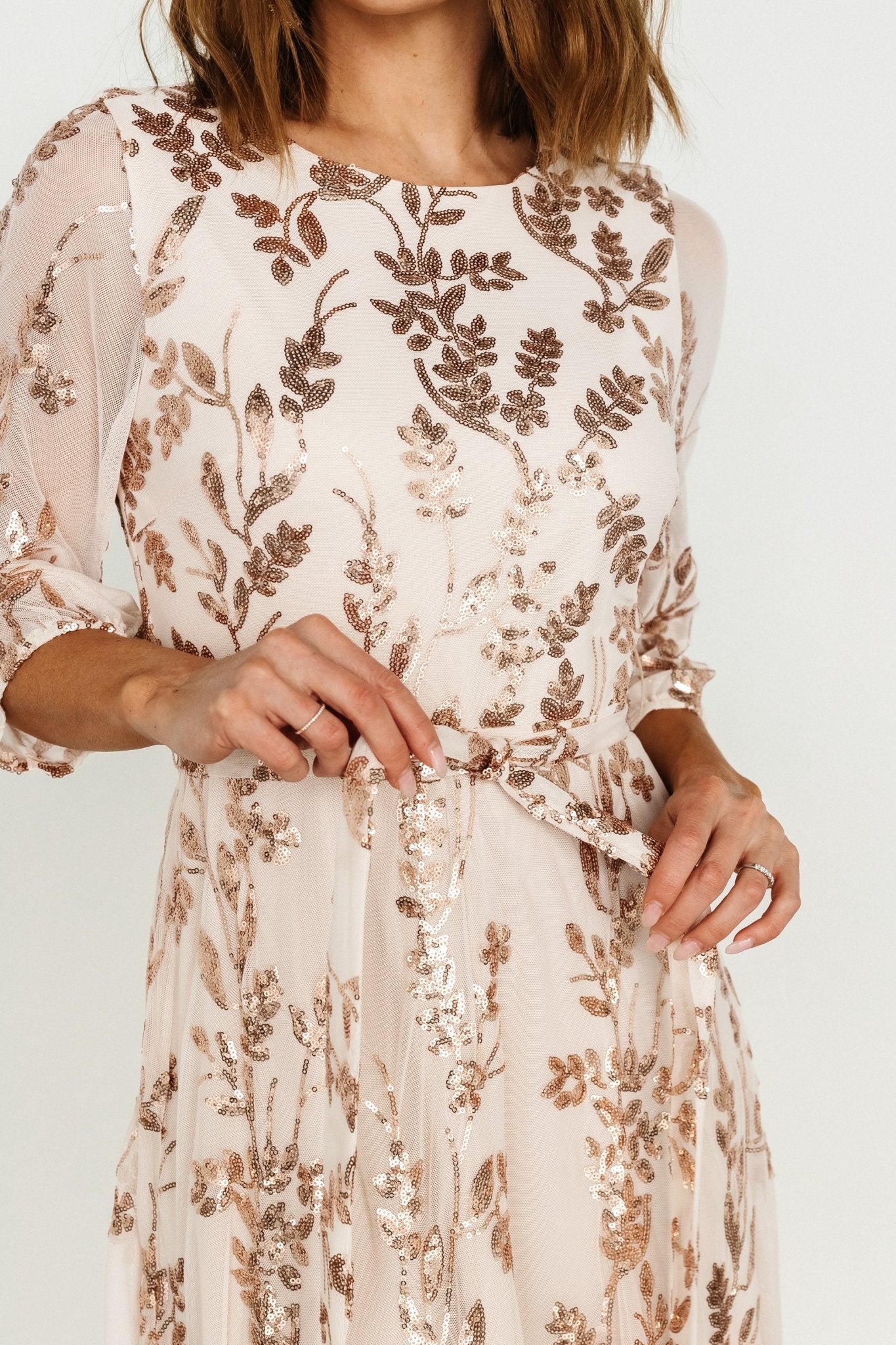Baltic Born Womens Destiny Sequin Maxi Dress | Rose Gold