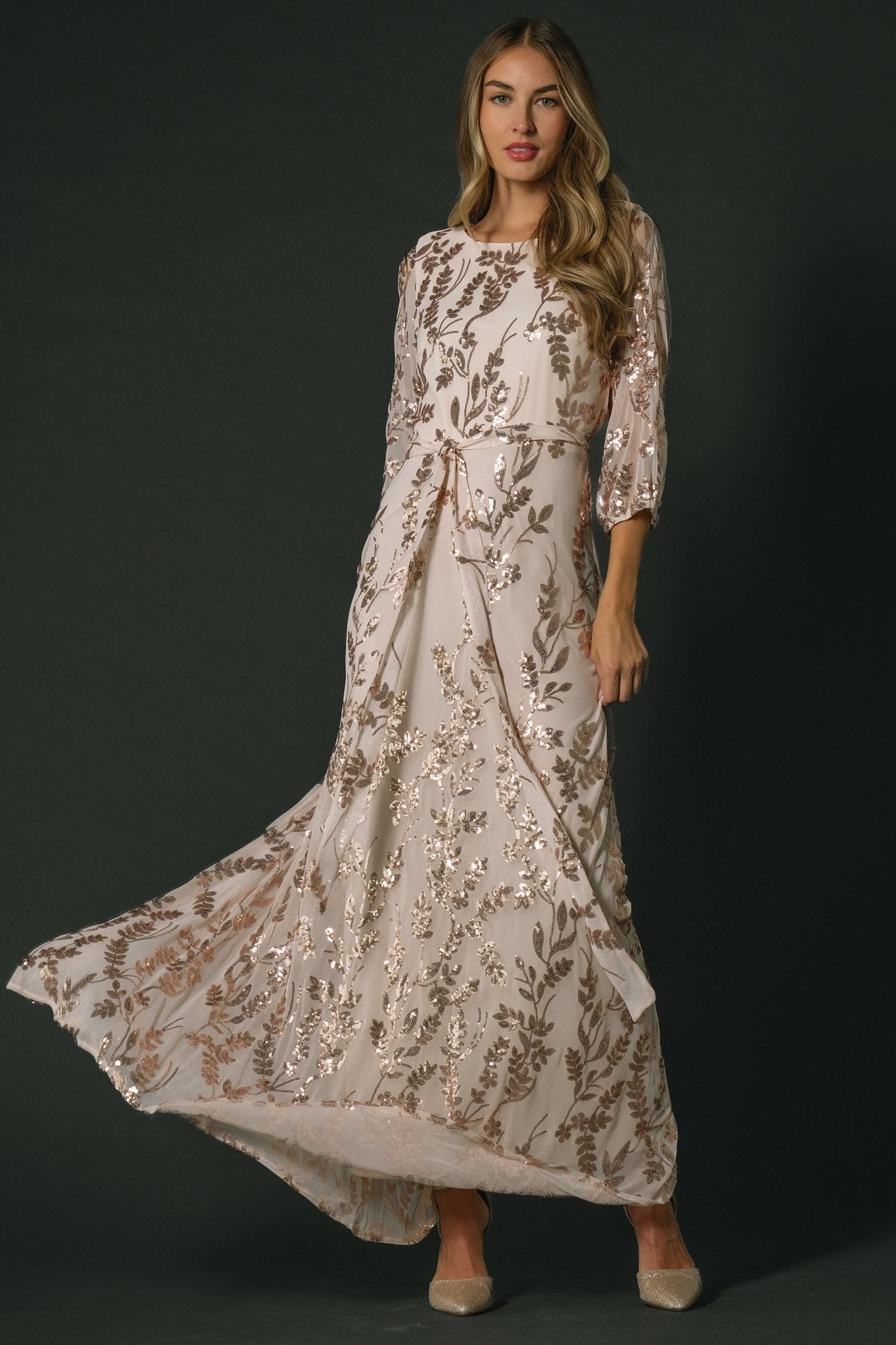 Destiny Sequin Maxi Dress | Rose Gold - Baltic Born