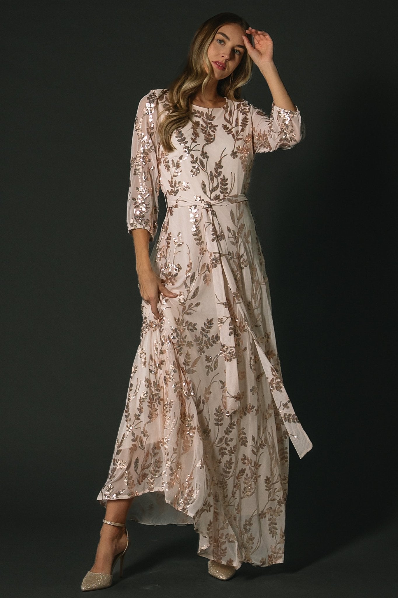 Destiny Sequin Maxi Dress | Rose Gold - Baltic Born