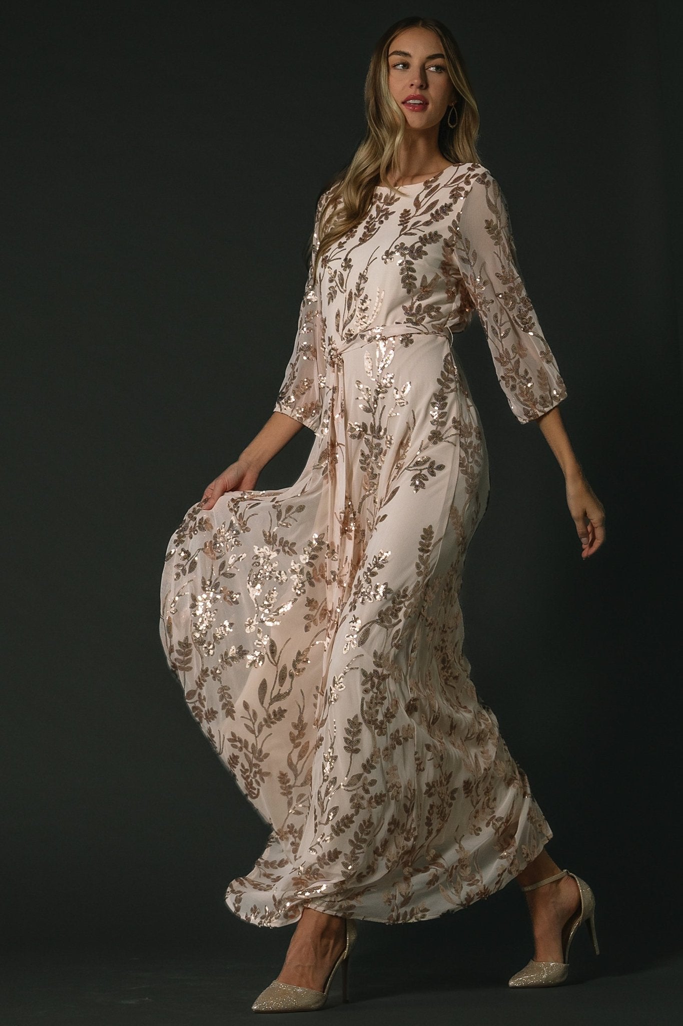 Destiny Sequin Maxi Dress | Rose Gold - Baltic Born