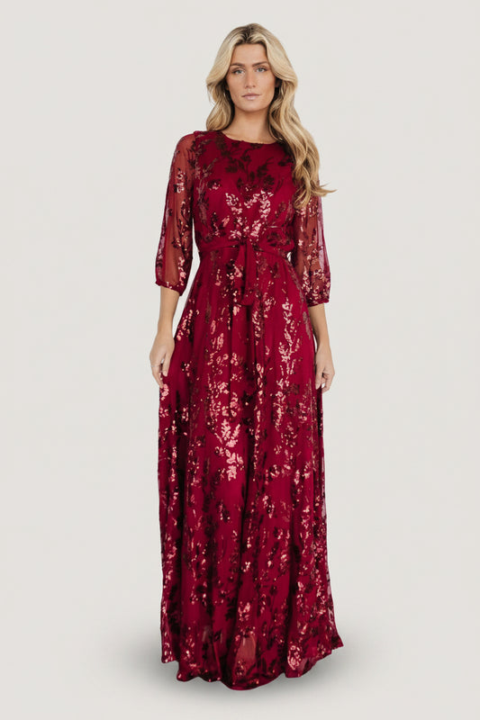 Destiny Sequin Maxi Dress | Wine