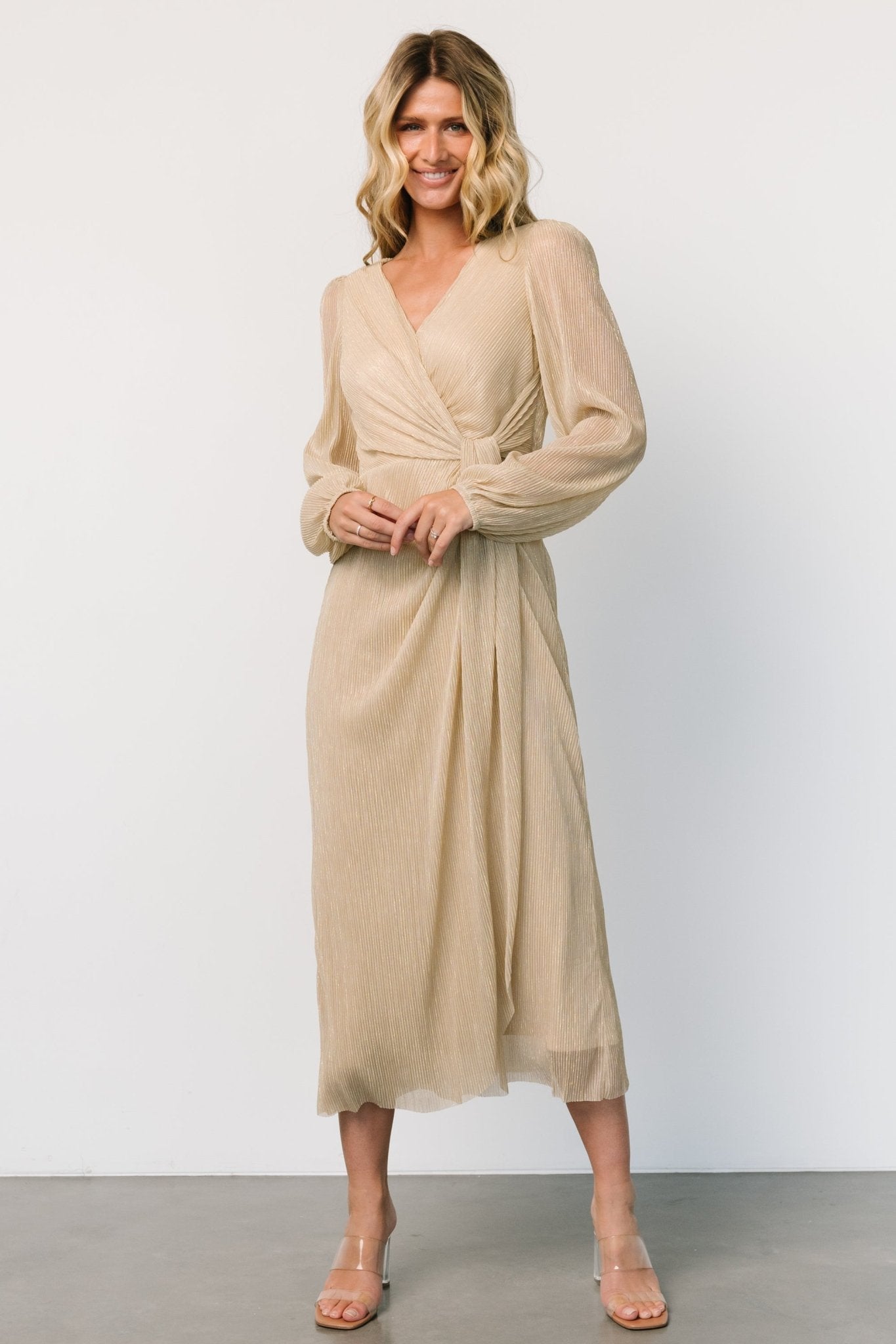 Devlyn Pleated Dress | Golden Shimmer - Baltic Born