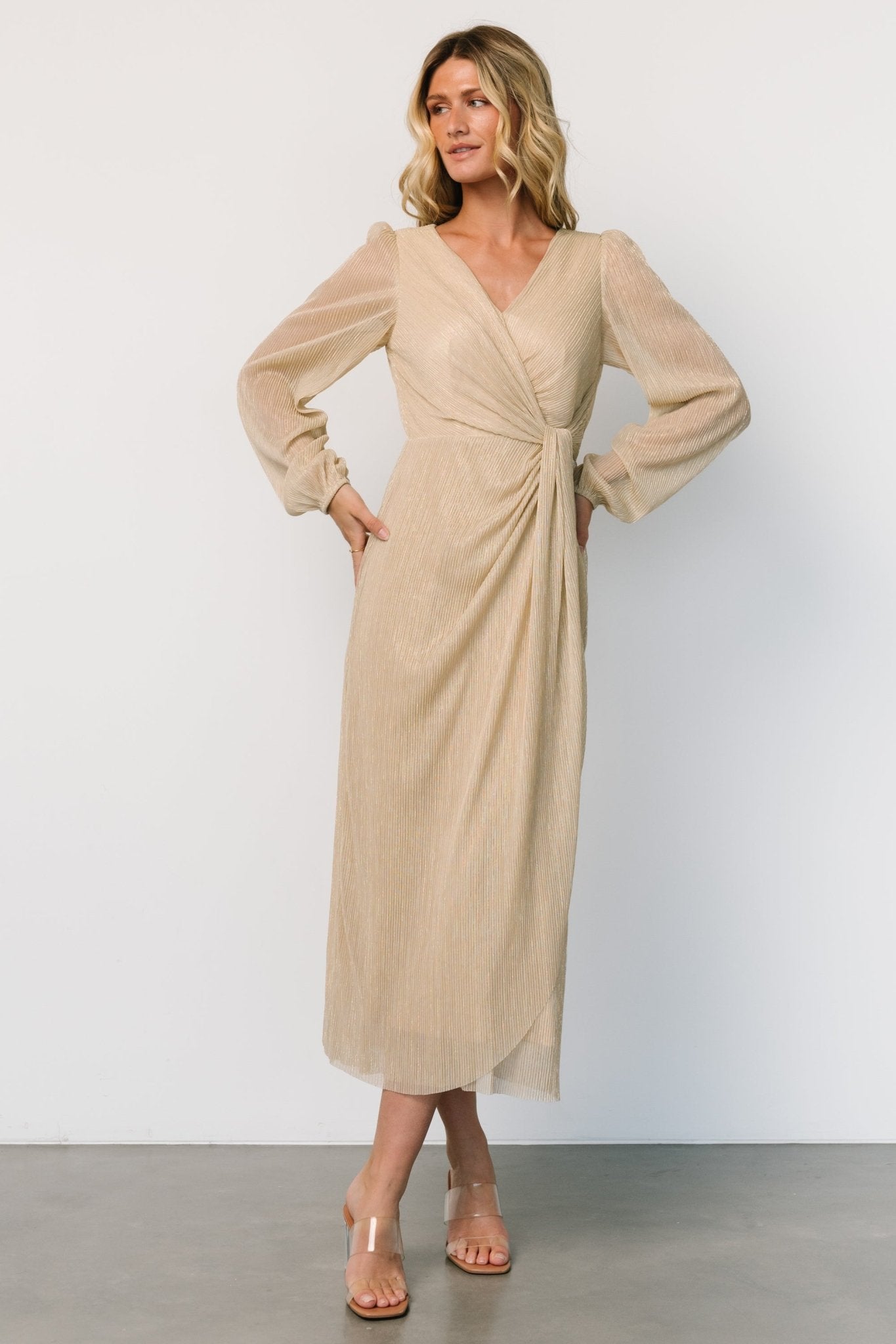 Devlyn Pleated Dress | Golden Shimmer - Baltic Born