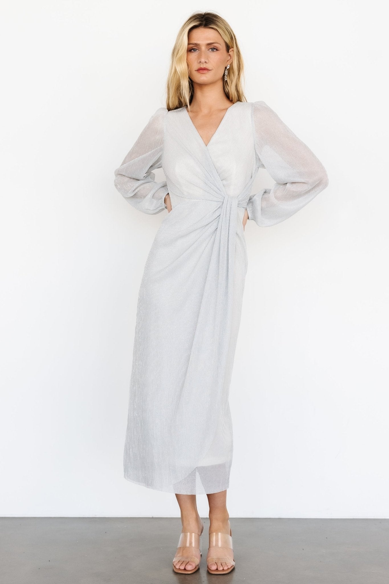 Devlyn Pleated Dress | Silver Shimmer - Baltic Born