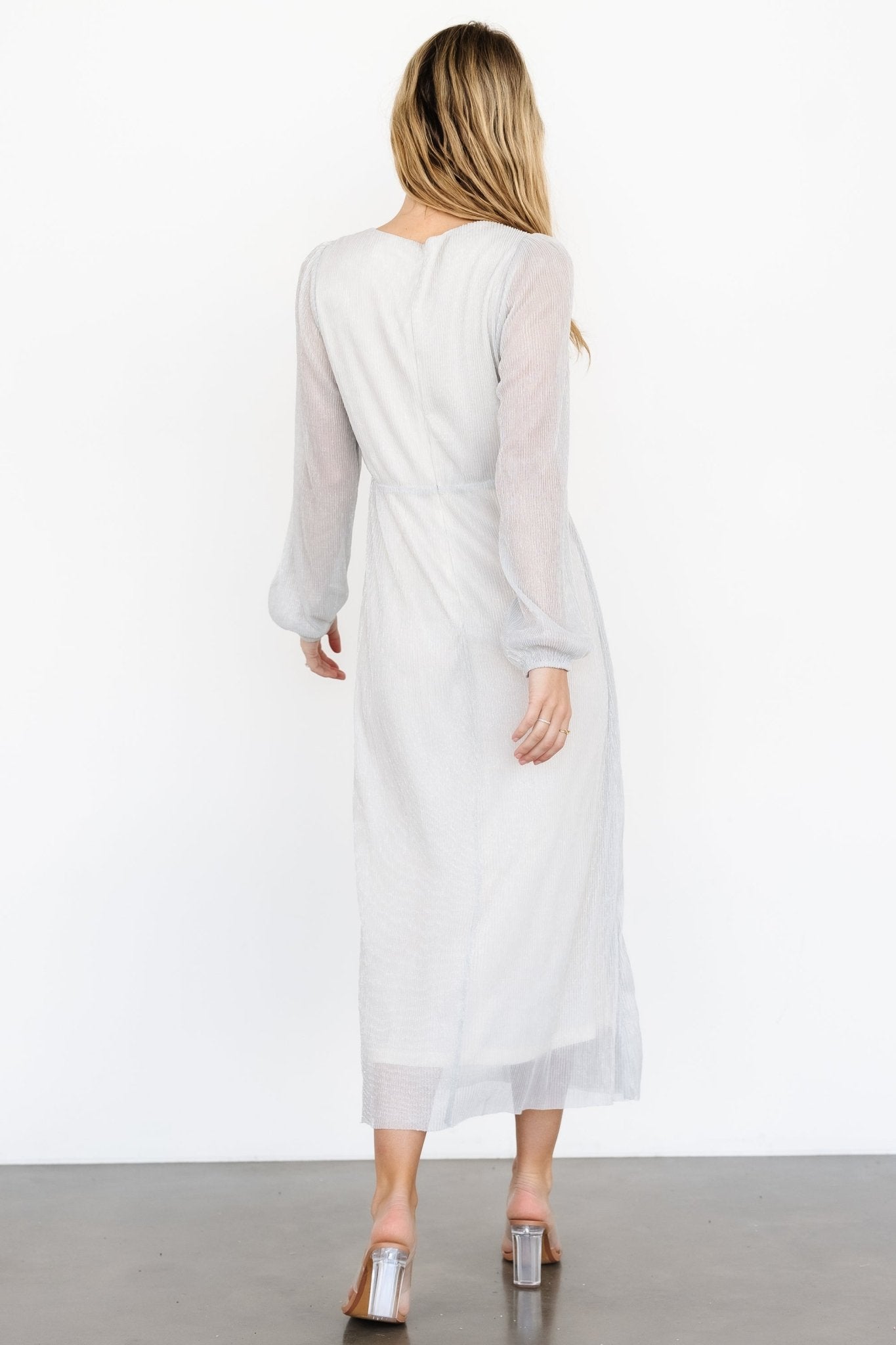 Devlyn Pleated Dress | Silver Shimmer - Baltic Born