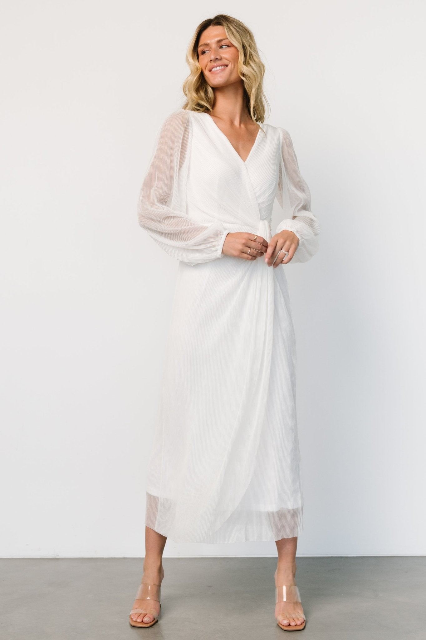 Devlyn Pleated Dress | White Shimmer - Baltic Born