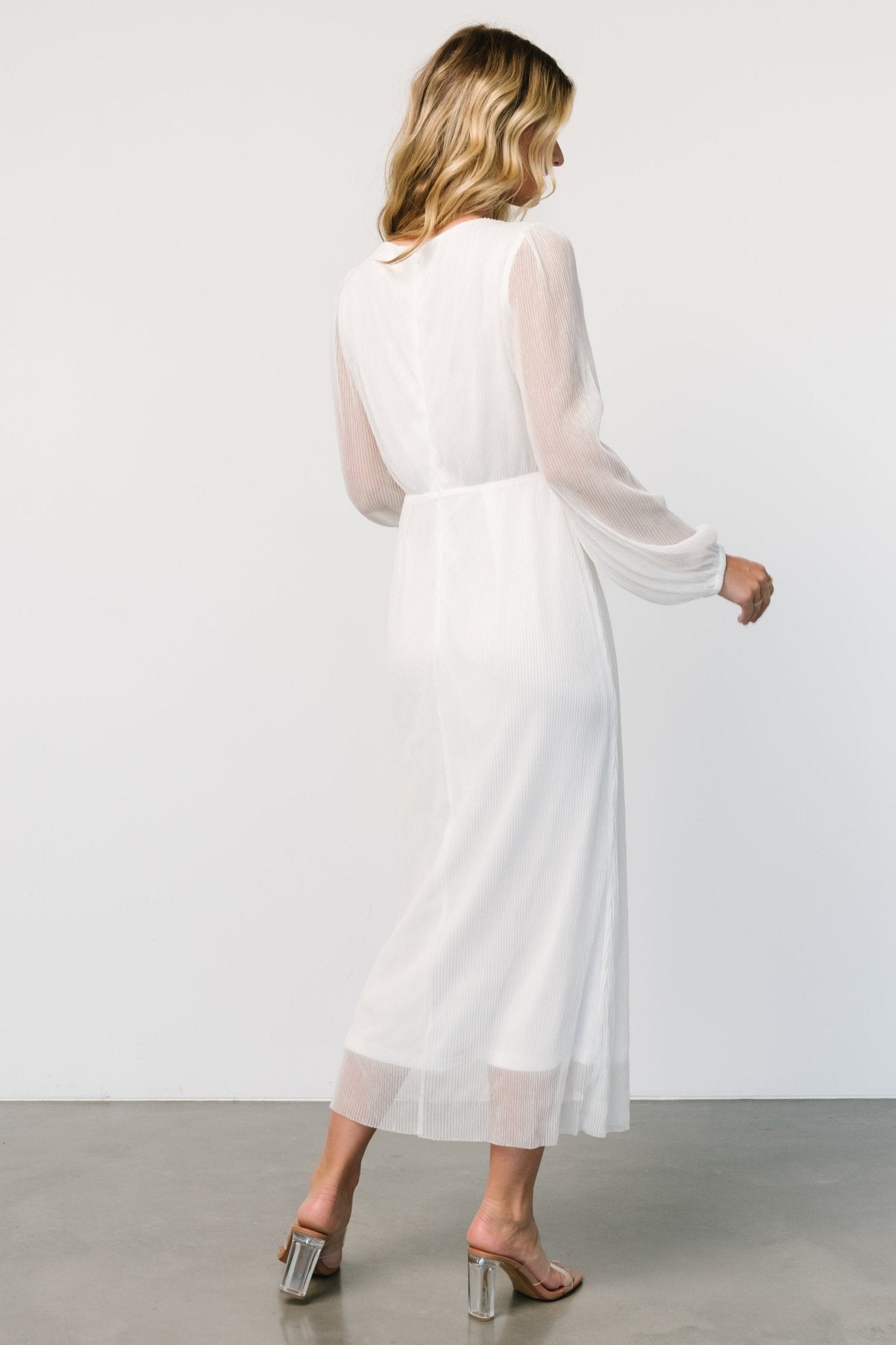 Devlyn Pleated Dress | White Shimmer - Baltic Born