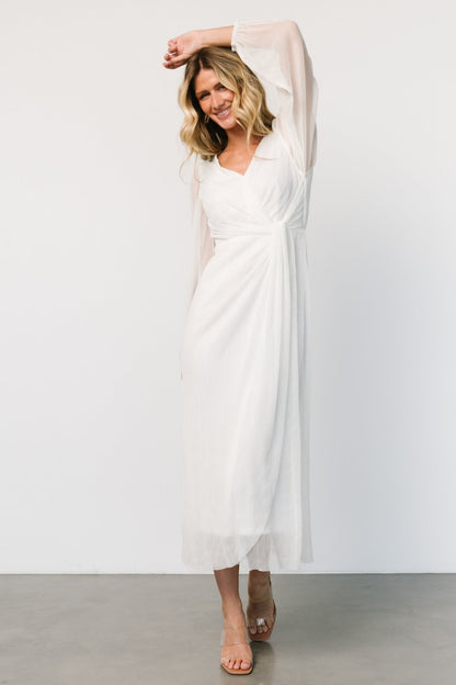 Devlyn Pleated Dress | White Shimmer - Baltic Born