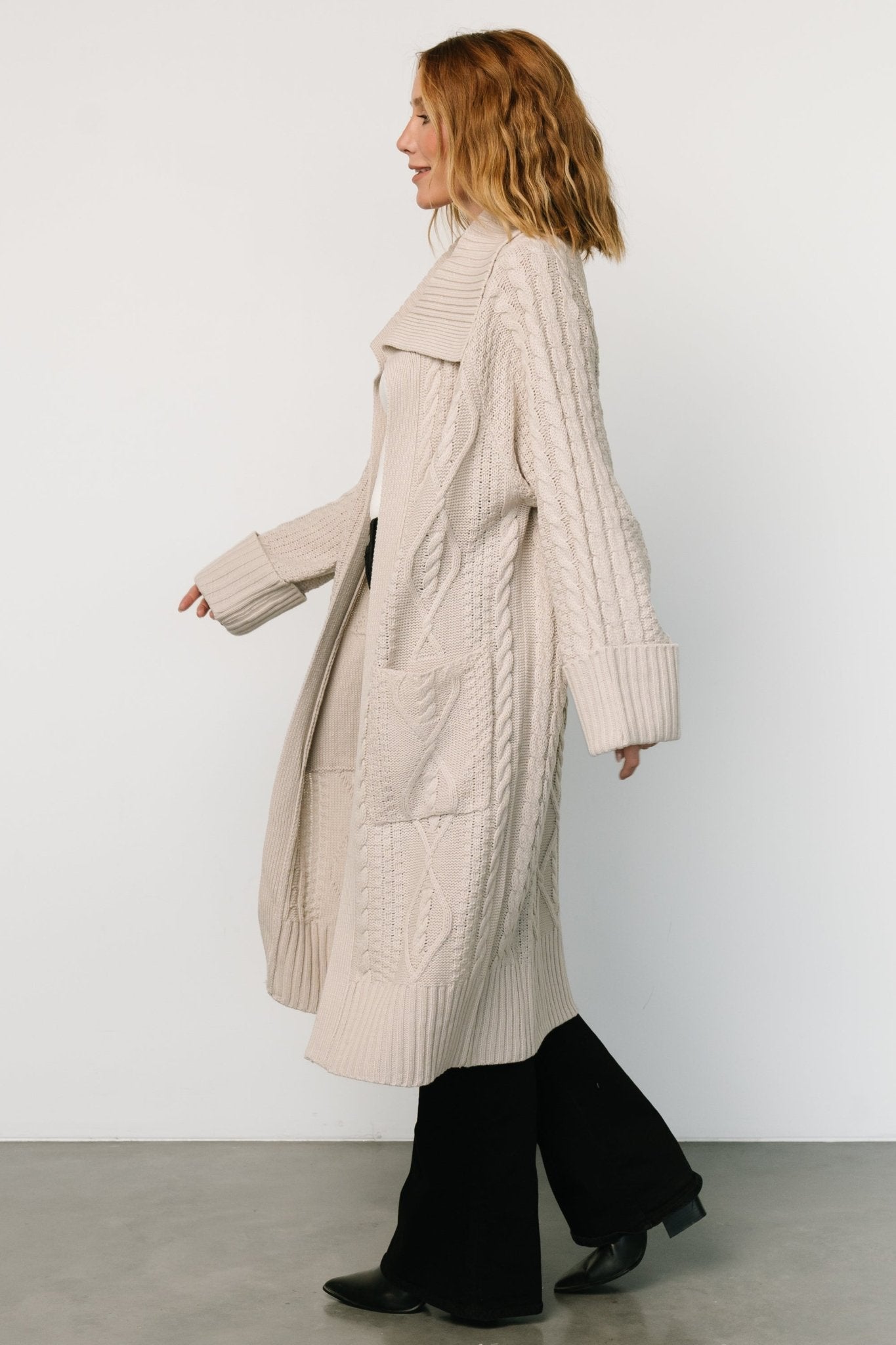 Devon Cable Knit Cardigan | Oatmeal - Baltic Born