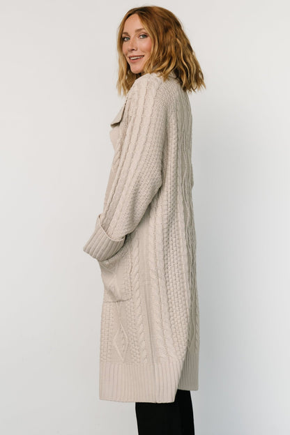 Devon Cable Knit Cardigan | Oatmeal - Baltic Born