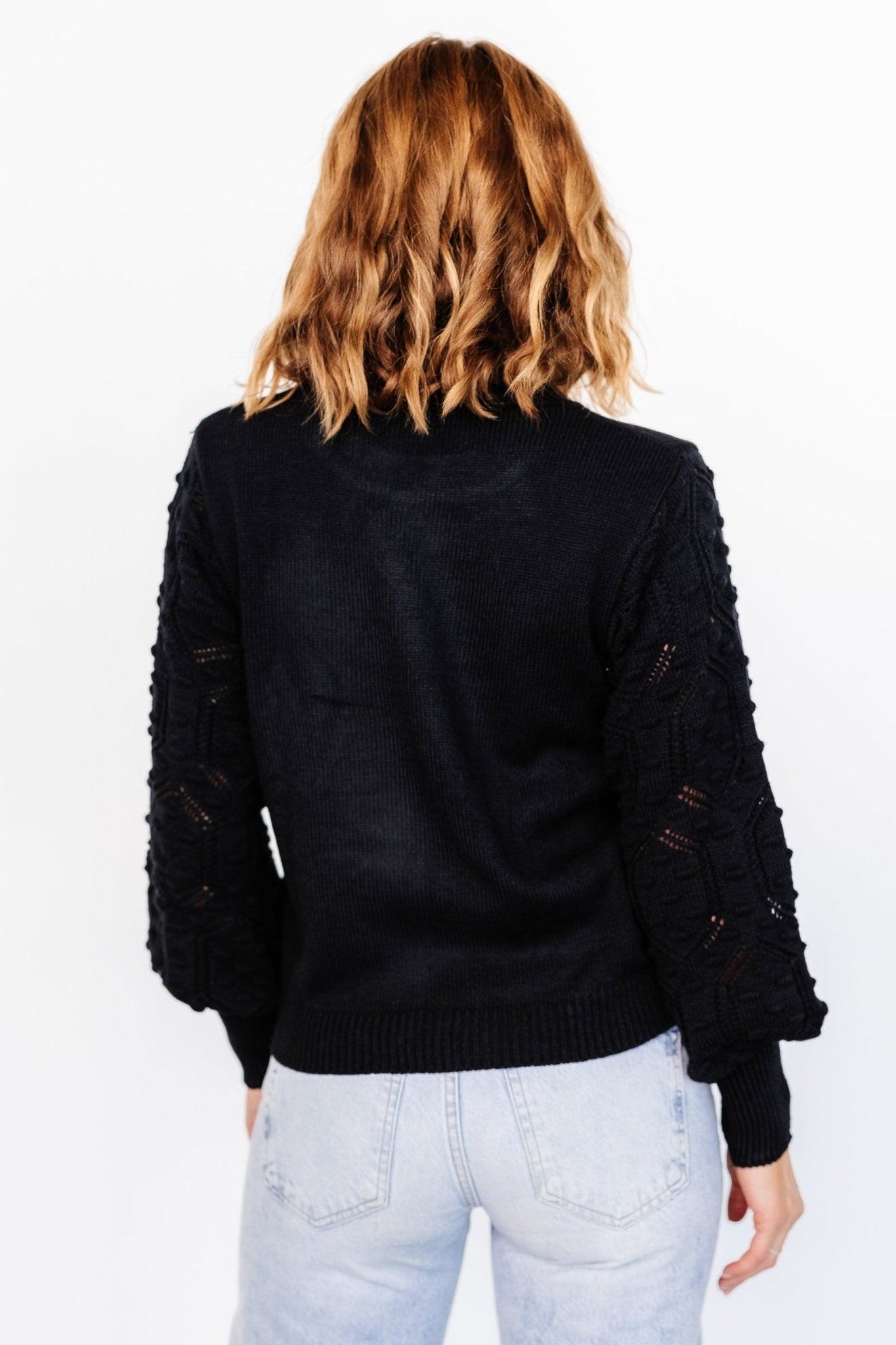 Devri Pointelle Sweater | Black - Baltic Born