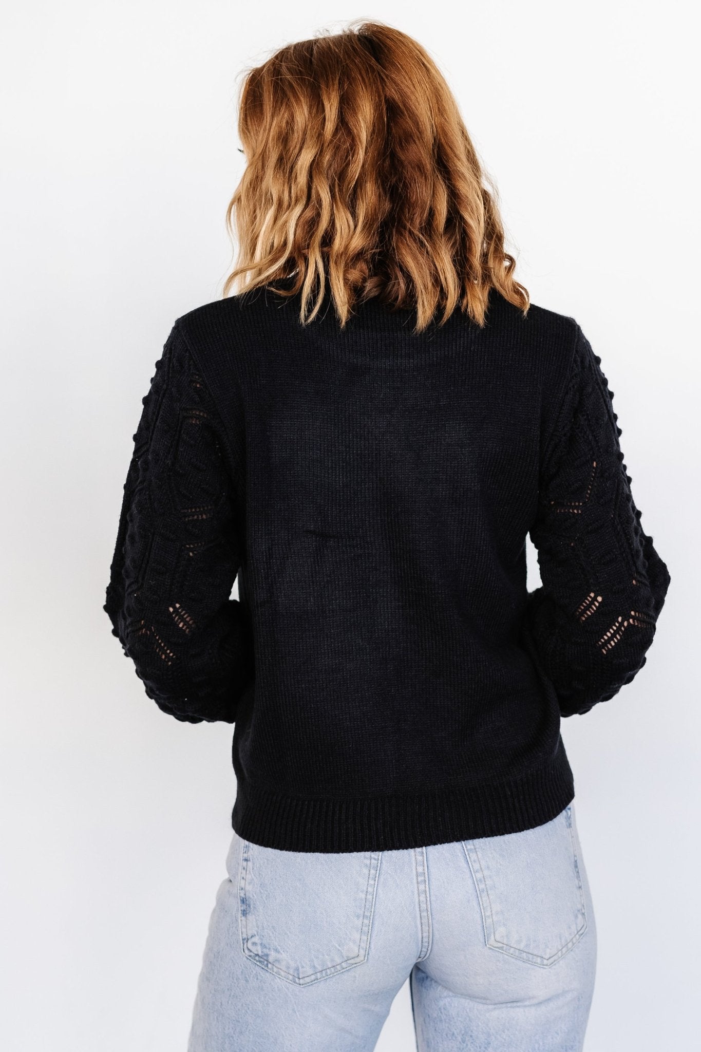 Devri Pointelle Sweater | Black - Baltic Born