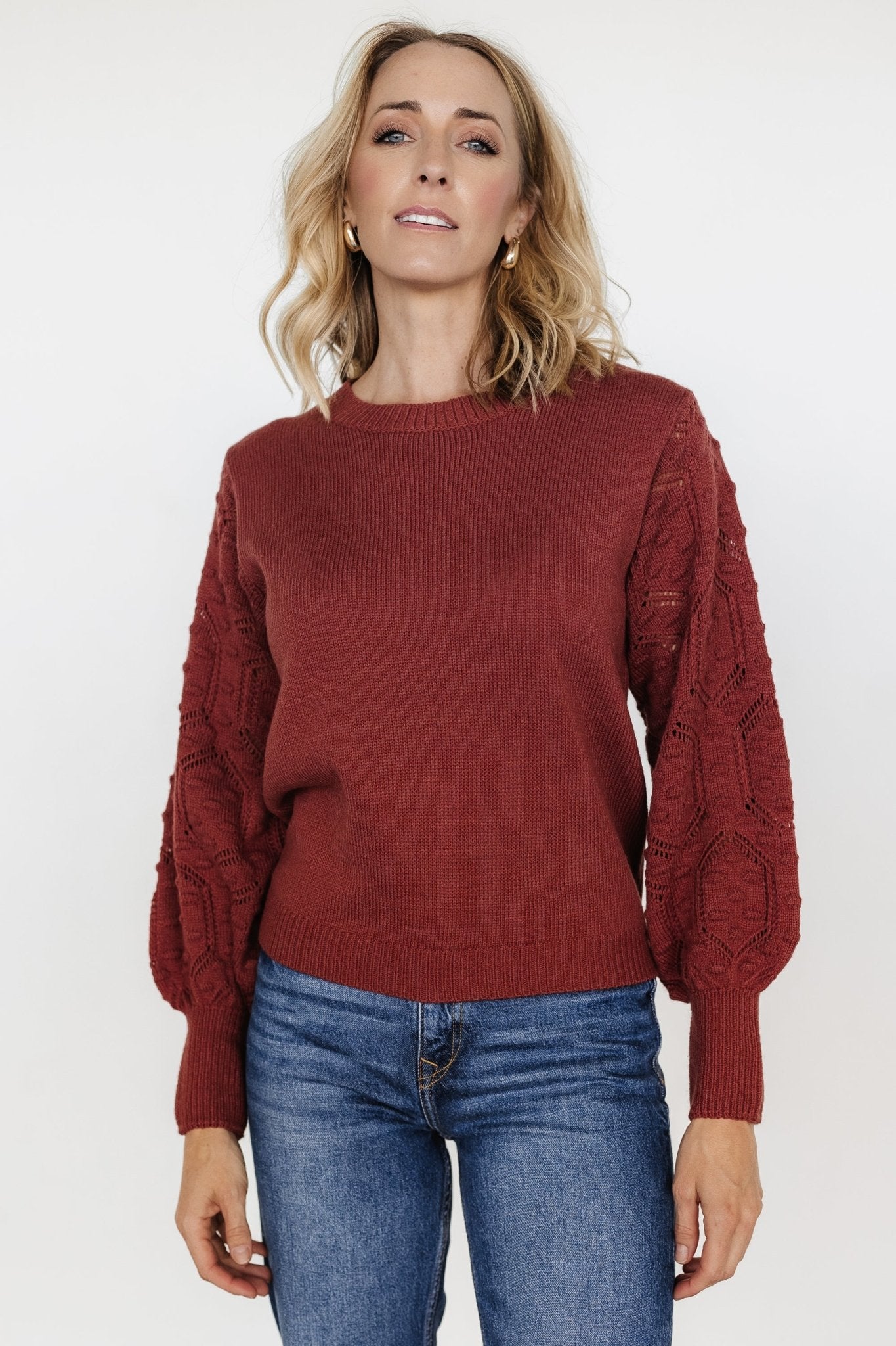 Devri Pointelle Sweater | Rust - Baltic Born