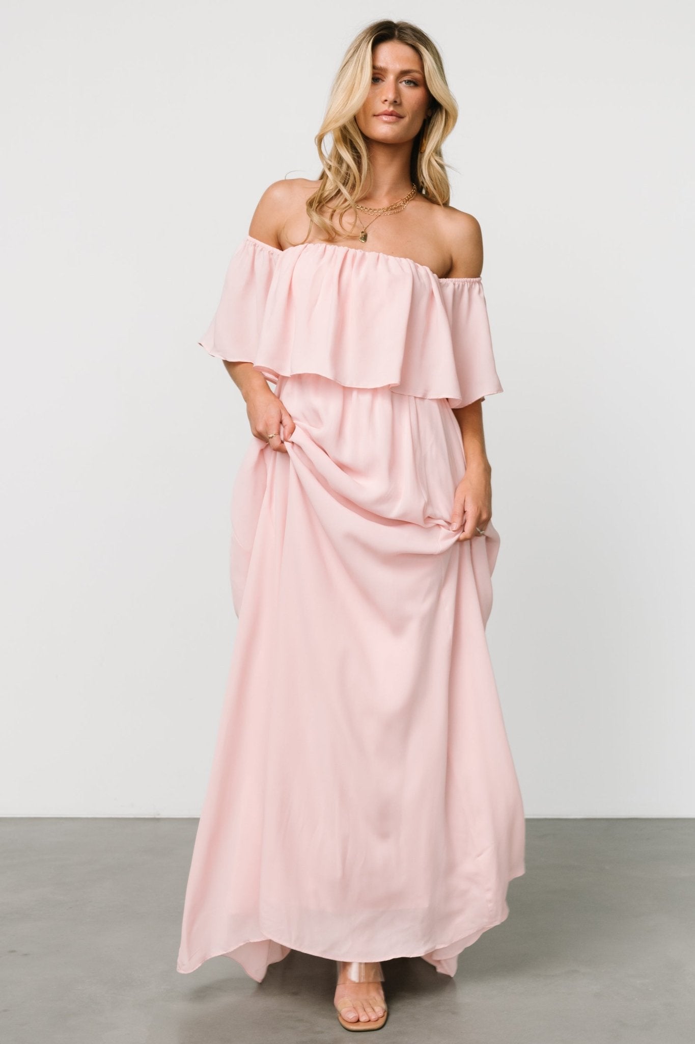 Diana Off Shoulder Maxi Dress | Blush - Baltic Born