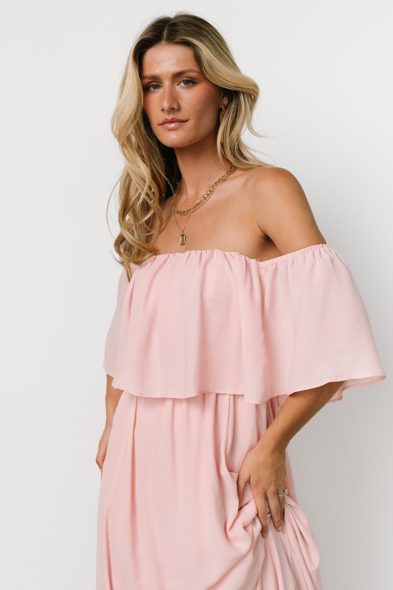 Diana Off Shoulder Maxi Dress | Blush - Baltic Born