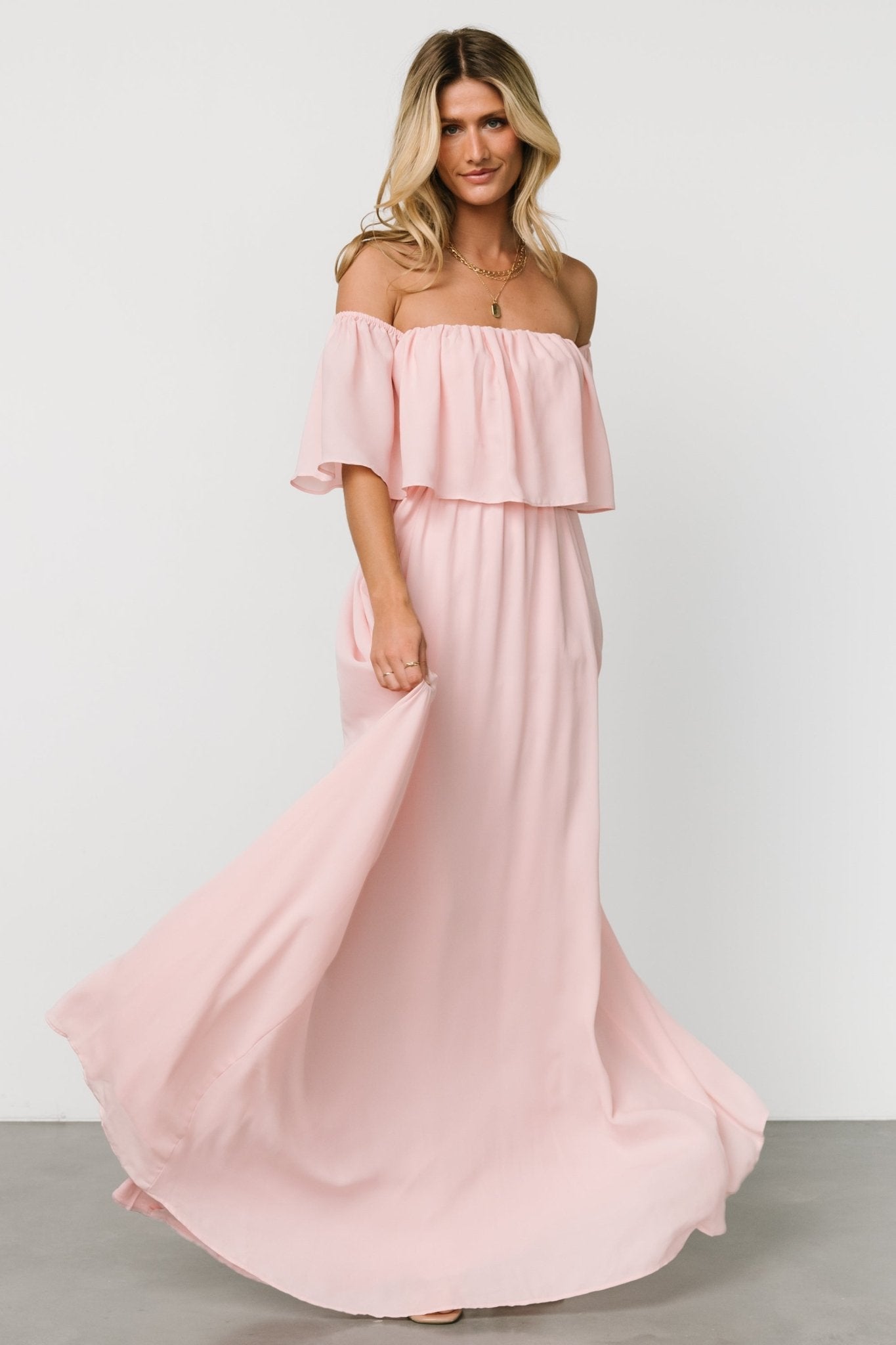 Diana Off Shoulder Maxi Dress | Blush - Baltic Born